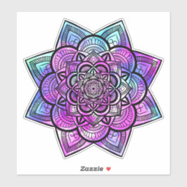 Multicolor Geometric Floral Mandala Art Sticker