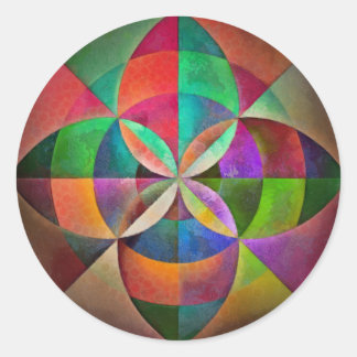 Multicolor Geometric Mandala Print Design Runder Aufkleber