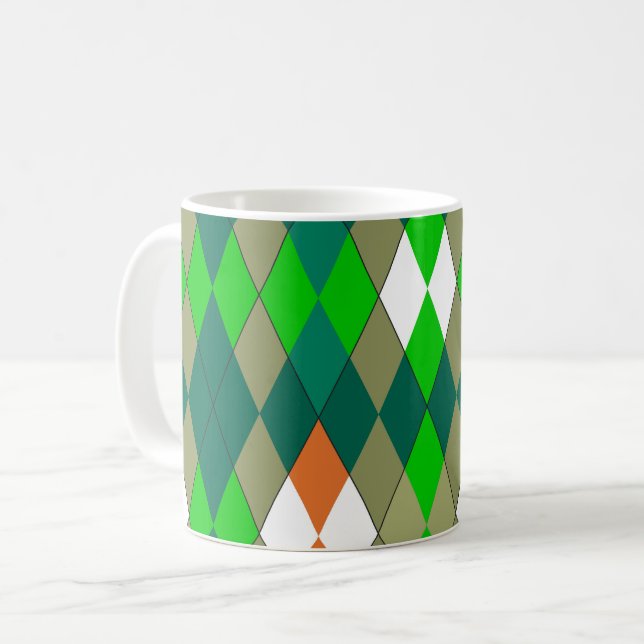 Multicolor geometric pattern rhombuses minimalism kaffeetasse (Vorderseite Links)
