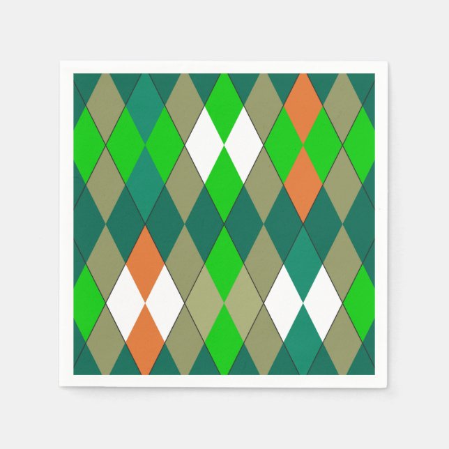 Multicolor geometrische Muster Rhombusse Minimalis Serviette (Vorderseite)