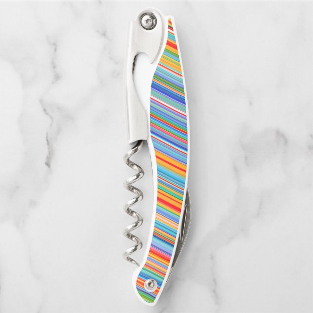 Multicolor gestreiftes Muster kann kühler werden Kellnermesser (Vorderseite)