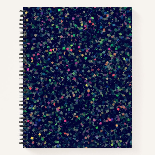 Multicolor Glitzer Confetti Notizbuch (Vorderseite)