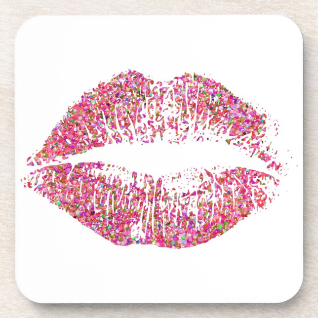 Multicolor Glitzer Lips #11 Getränkeuntersetzer (Vorderseite)