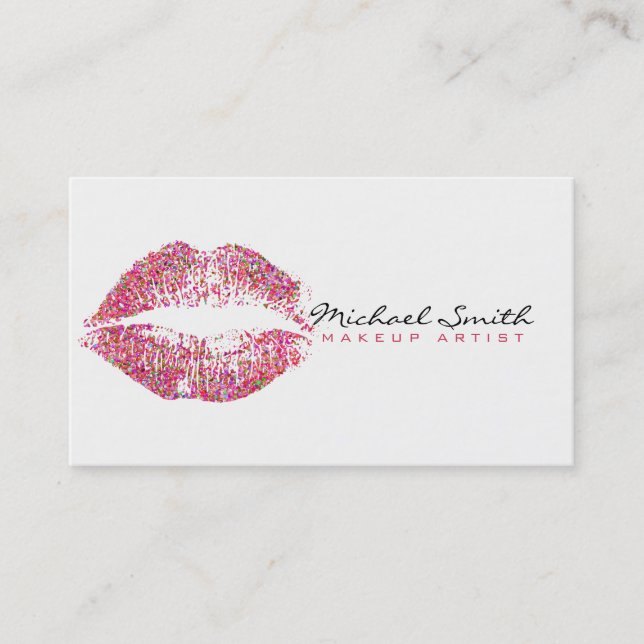 Multicolor Glitzer Lips Stilvolles Makeup Artist # Visitenkarte (Vorderseite)
