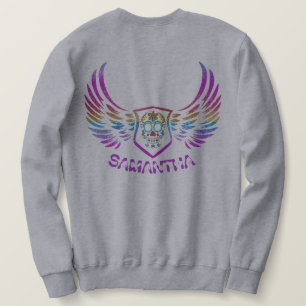Multicolor Glitzer Skull Wings Mit Monogramm Sweatshirt