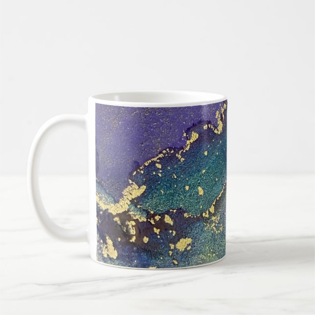 Multicolor Gold Alkoholtupfer Abstrakte Kunst Kaffeetasse (Links)