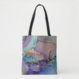 Multicolor Gold Alkoholtupfer Abstrakte Kunst Tasche