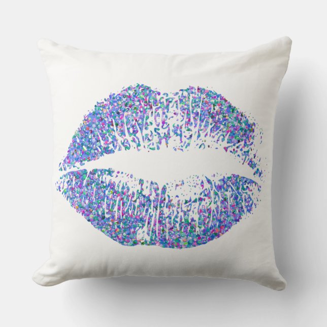 Multicolor Grit Glitzer Lips #2 Kissen (Vorderseite)