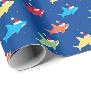 Multicolor Haie Weihnachtsmannmütze Dots Muster We Geschenkpapier