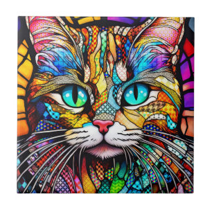 Multicolor-Hartglas-Katze 710 Fliese