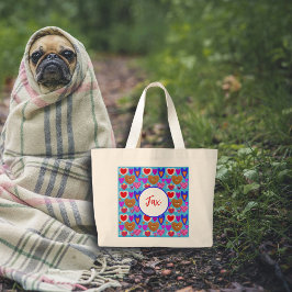 Multicolor-Herz-Augapfel-Collage farbig Jumbo Stoffbeutel