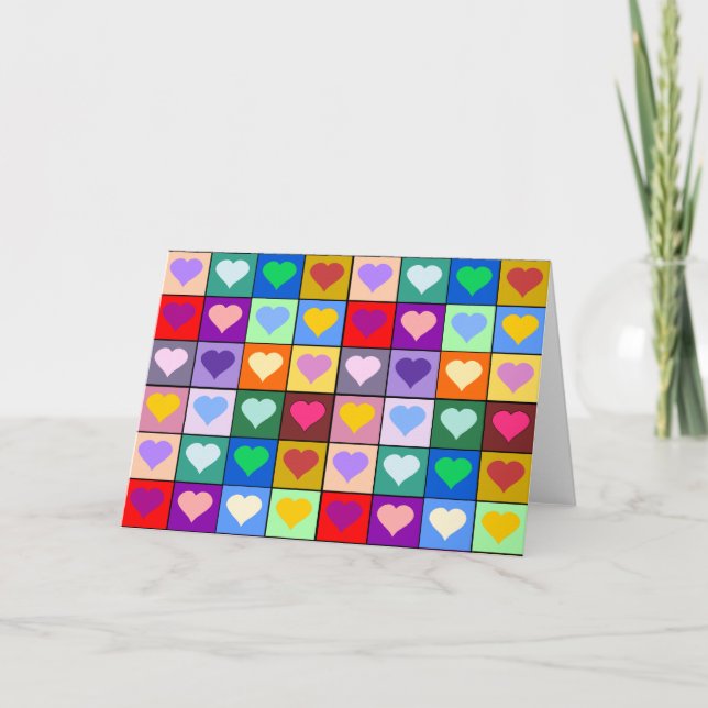 Multicolor-Herzplätze Karte (Vorderseite)