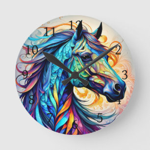 Multicolor Horse 22 farbenfroh Runde Wanduhr
