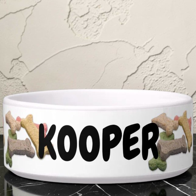 Multicolor Hund Leckerei Foto Napf (Custom dog bone pattern ceramic pet bowl.)