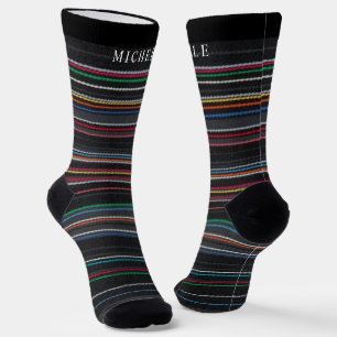Multicolor-Individuelle Name mit schwarzem Hinterg Socken
