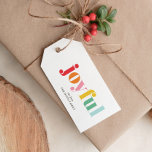 Multicolor "Joyful" Custom Christmas Geschenkanhänger<br><div class="desc">Helle und festliche personalisierte Weihnachten- und Winterferiengestaltung.</div>