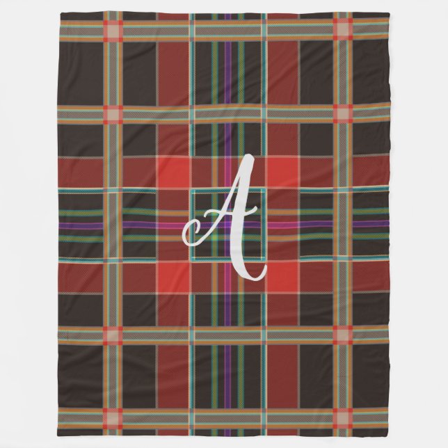Multicolor Kariert (Tartan) Monogramm, Name Custom Fleecedecke (Vorderseite)