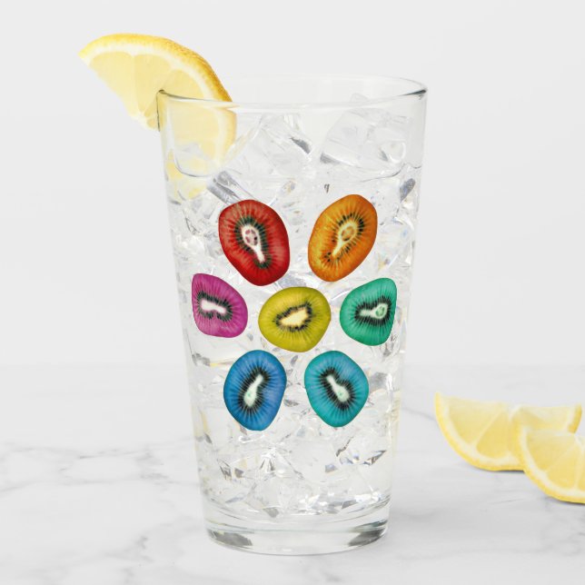 Multicolor-Kiwi-Muster Glas (Vorderseite Ice)