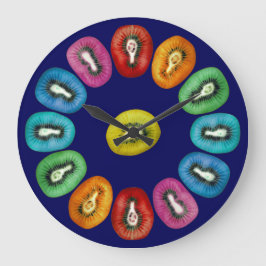 Multicolor-Kiwi-Muster Große Wanduhr