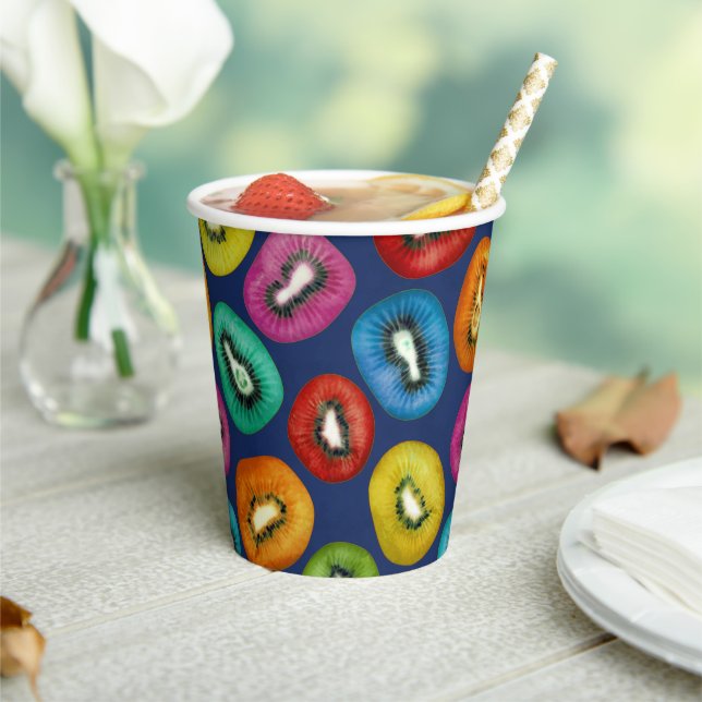 Multicolor Kiwi Muster Pappbecher (In Situ)