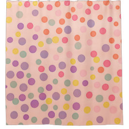 Multicolor Konfetti Punkte auf Lachs rosa Duschvorhang