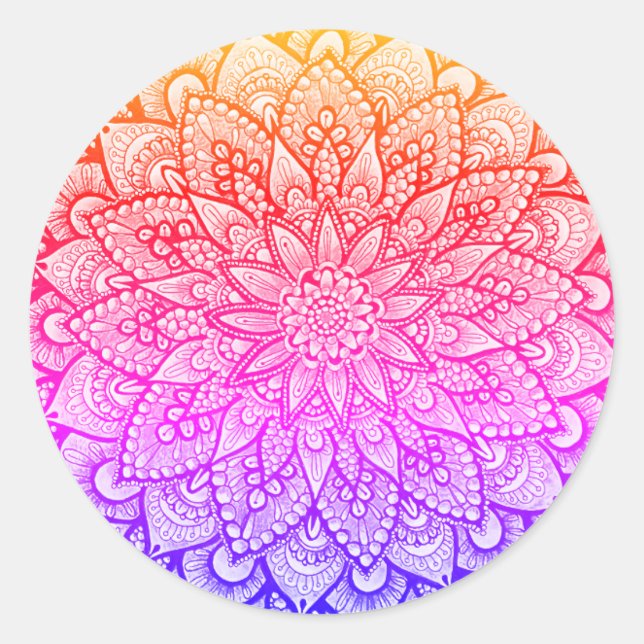 Multicolor-Mandala-Design Original-Kunst  Runder Aufkleber (Vorderseite)