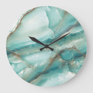 Multicolor-Marmor: Onyx-Glaseffekt. Große Wanduhr