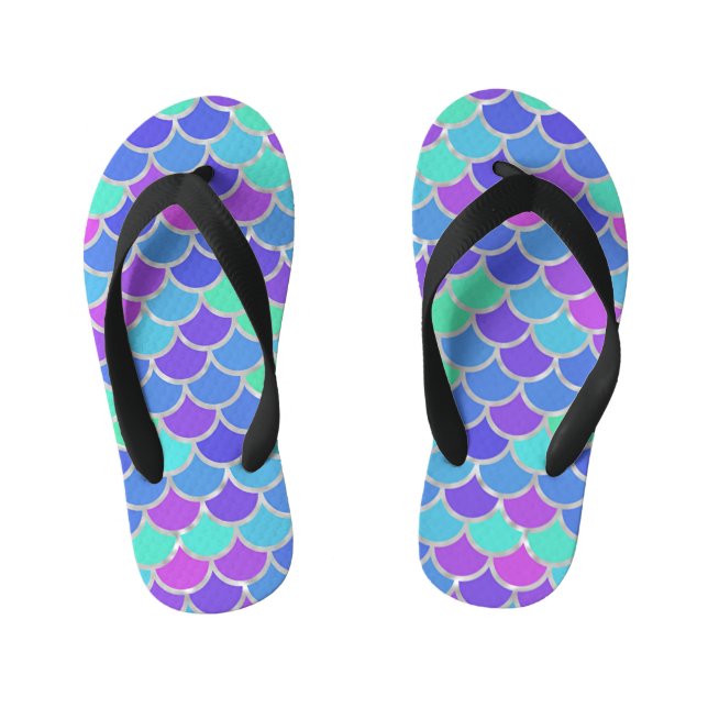 Multicolor Mermaid Scales Kinderbadesandalen (Fußbett)