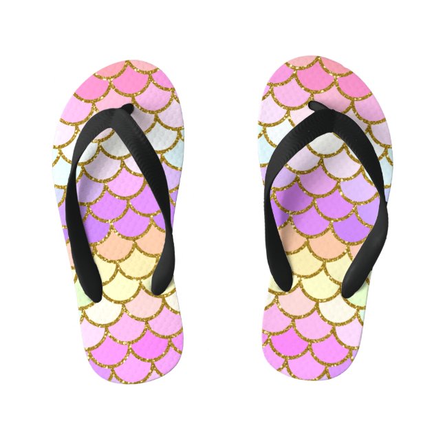 Multicolor Mermaid Scales Kinderbadesandalen (Fußbett)