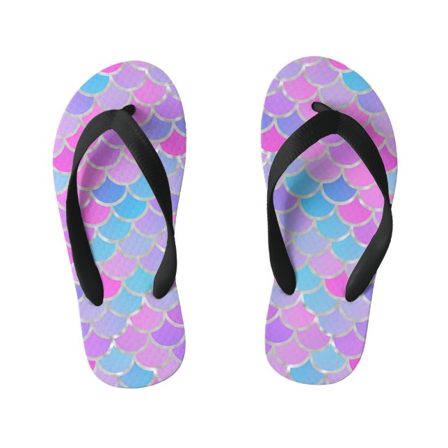 Multicolor Mermaid Scales Kinderbadesandalen (Fußbett)