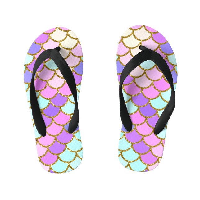 Multicolor Mermaid Scales Kinderbadesandalen (Fußbett)