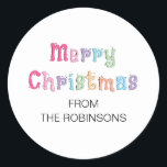 Multicolor Merry Christmas Classic Round Sticker<br><div class="desc">Multicolor Merry Christmas Classic Round Sticker,  bitte personalisieren Sie die Online-Personalisierungsvorlage,  wenn nötig,  bevor Sie einige dieser hübschen festlichen Aufkleber bestellen.</div>