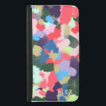 Multicolor Moderner Personalisierter Name Blau Grü Geldbeutel Hülle Für Das Samsung Galaxy S5<br><div class="desc">Originelle,  digitale Acrylmalerei mit einem farbenfrohen,  modernen Design in Blues,  Grüntöne,  Pinks und lila. Personalisiert mit dem Namen oder Text Ihrer Wahl.</div>