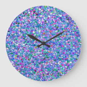 Multicolor Mosaic Modern Grit Glitter Große Wanduhr