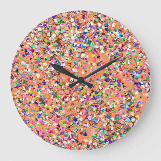 Multicolor Mosaic Modern Grit Glitzer #5 Große Wanduhr (Vorderseite)
