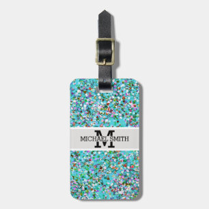 Multicolor Mosaic Modern Grit Glitzer Monogram #7 Gepäckanhänger