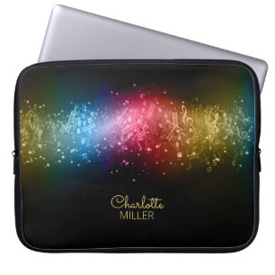 Multicolor-Musiknoten und Individuelle Name Laptopschutzhülle