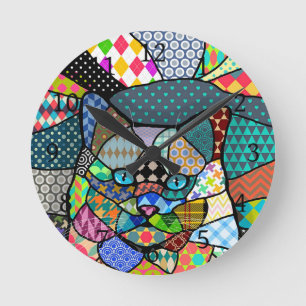 Multicolor Muster Cat 691 Runde Wanduhr