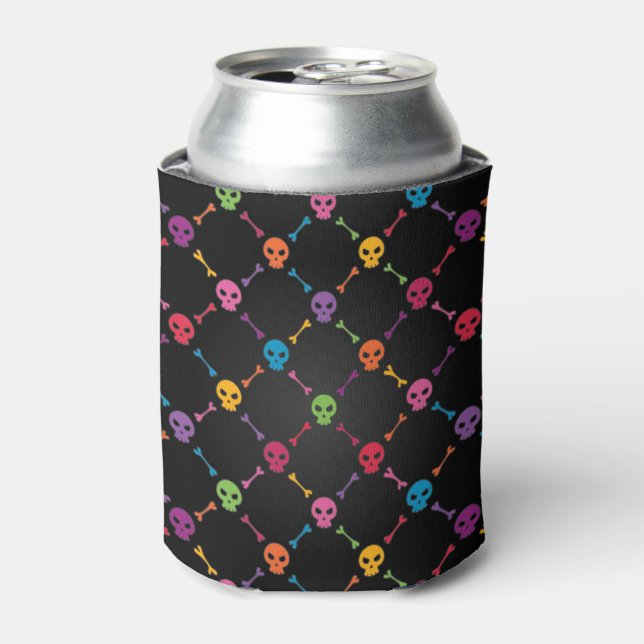 Multicolor-Muster mit Schädeln Dosenkühler (Kanne Vorderseite)