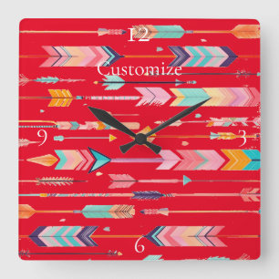 Multicolor-Muster Thunder_Cove Quadratische Wanduhr