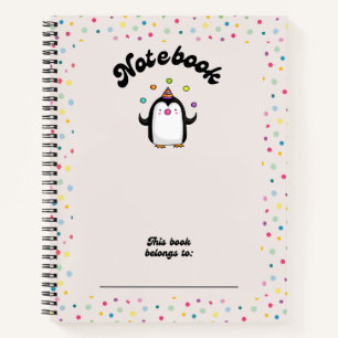 Multicolor-niedlich-Pinguin-Jonggler-Punkt-Noteboo Notizbuch