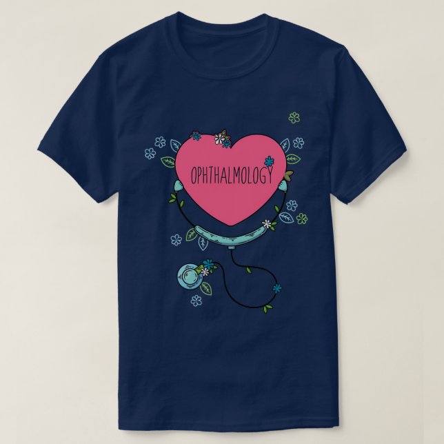 Multicolor Ophthalmologie Herz Niedlich Pink Ophth T-Shirt (Design vorne)