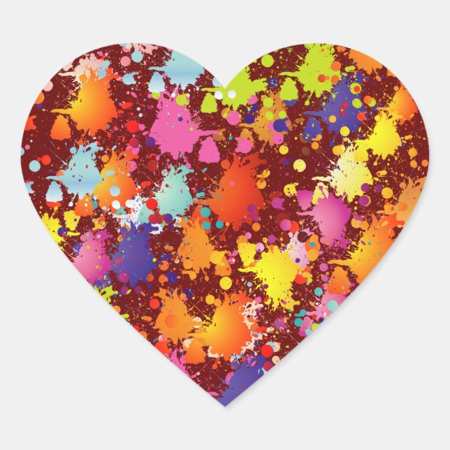 Multicolor Paint-Spritzer Herz-Aufkleber (Vorderseite)