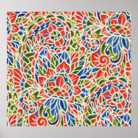 Multicolor Paisley Print Batik Muster