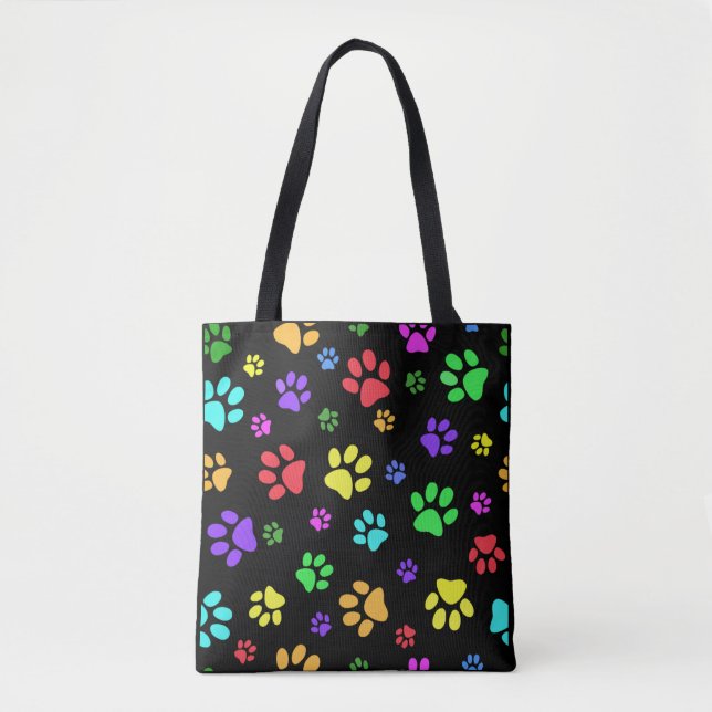 Multicolor Paw Prints Design Tote Bag Tasche (Vorderseite)