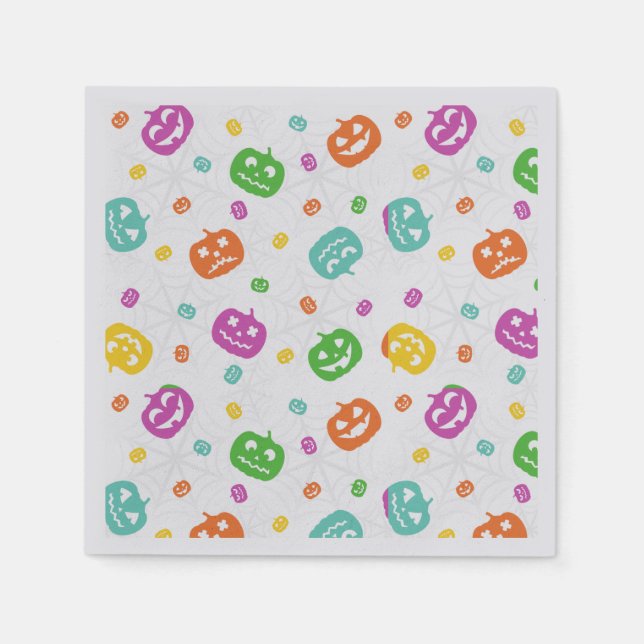 Multicolor Pumpkins Halloween-Muster Serviette (Vorderseite)