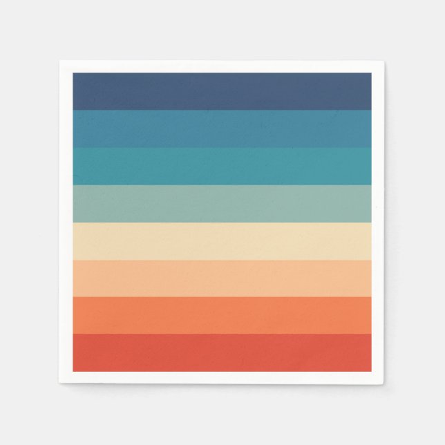 Multicolor Rainbow Stripte Papierserviette (Vorderseite)