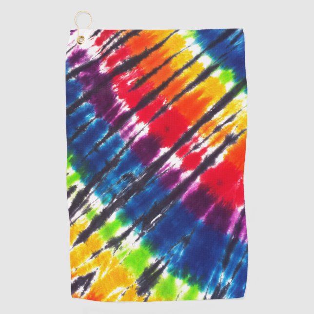 Multicolor-Regenbogen-Krawatte Golfhandtuch (Vorderseite)