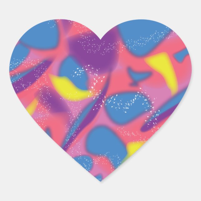 Multicolor Retro Herz-Aufkleber (Vorderseite)
