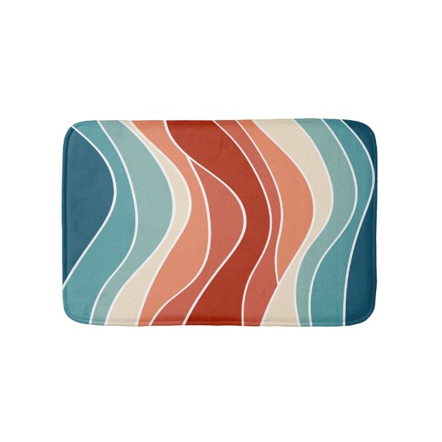 Multicolor-Retro-Wellen Badematte (Vorderseite)
